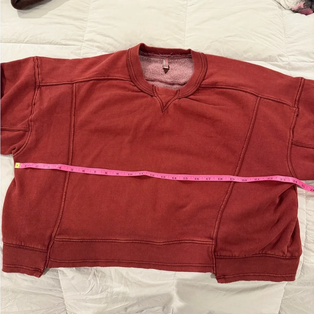 Free People FP Movement Intercept Pullover Size L Wine Red Sweatshirt Crewneck - Picture 5 of 6